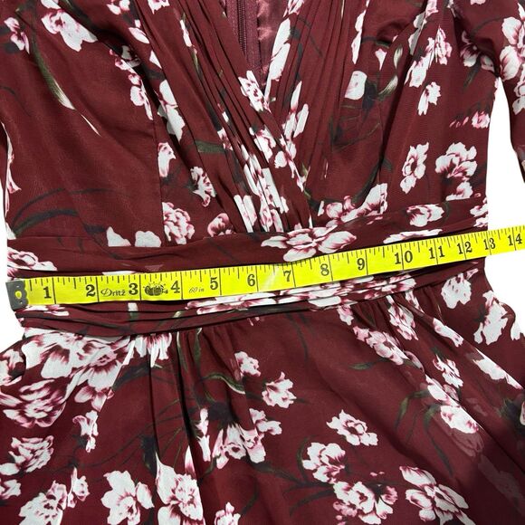 Ieena MacDuggal Womens Sz 2 Chiffon Floral V-Neck A-Line Maxi Dress Formal Prom - Picture 4 of 8